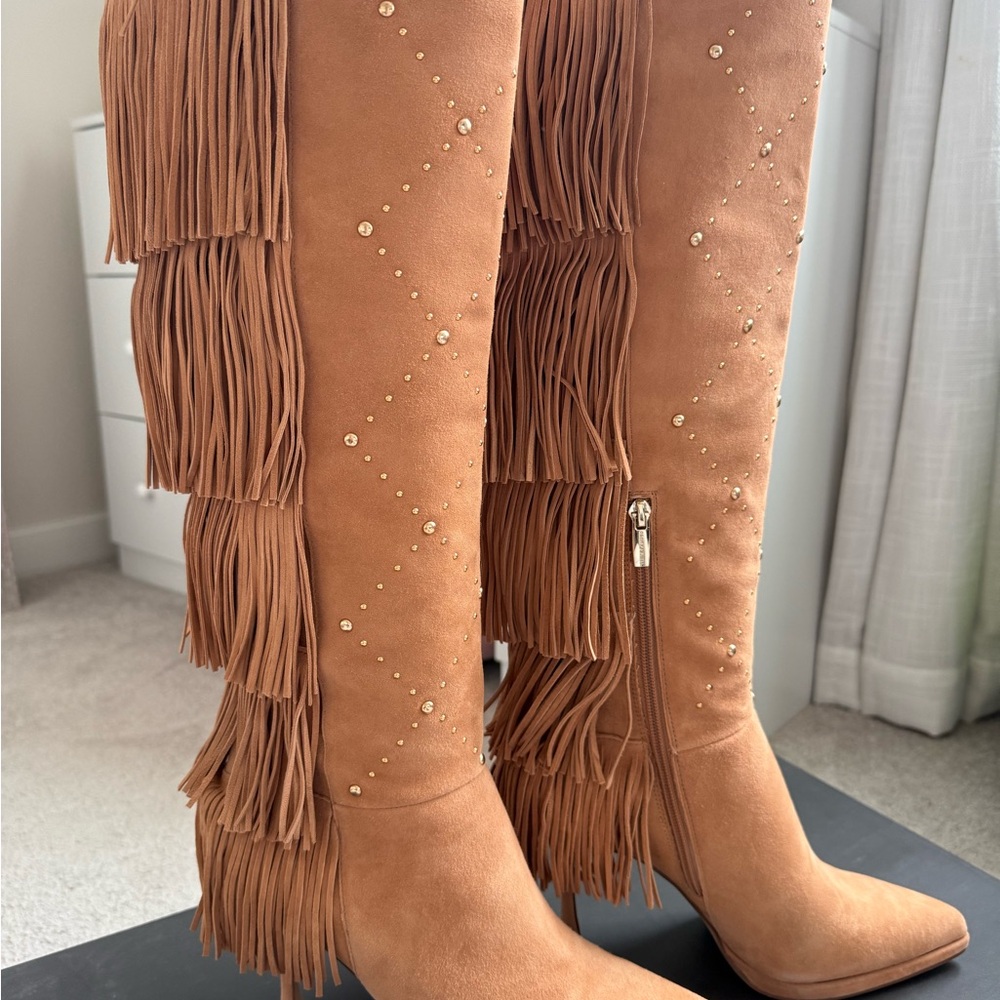 Vince Camuto Women's Light Brown Fringe Boots
